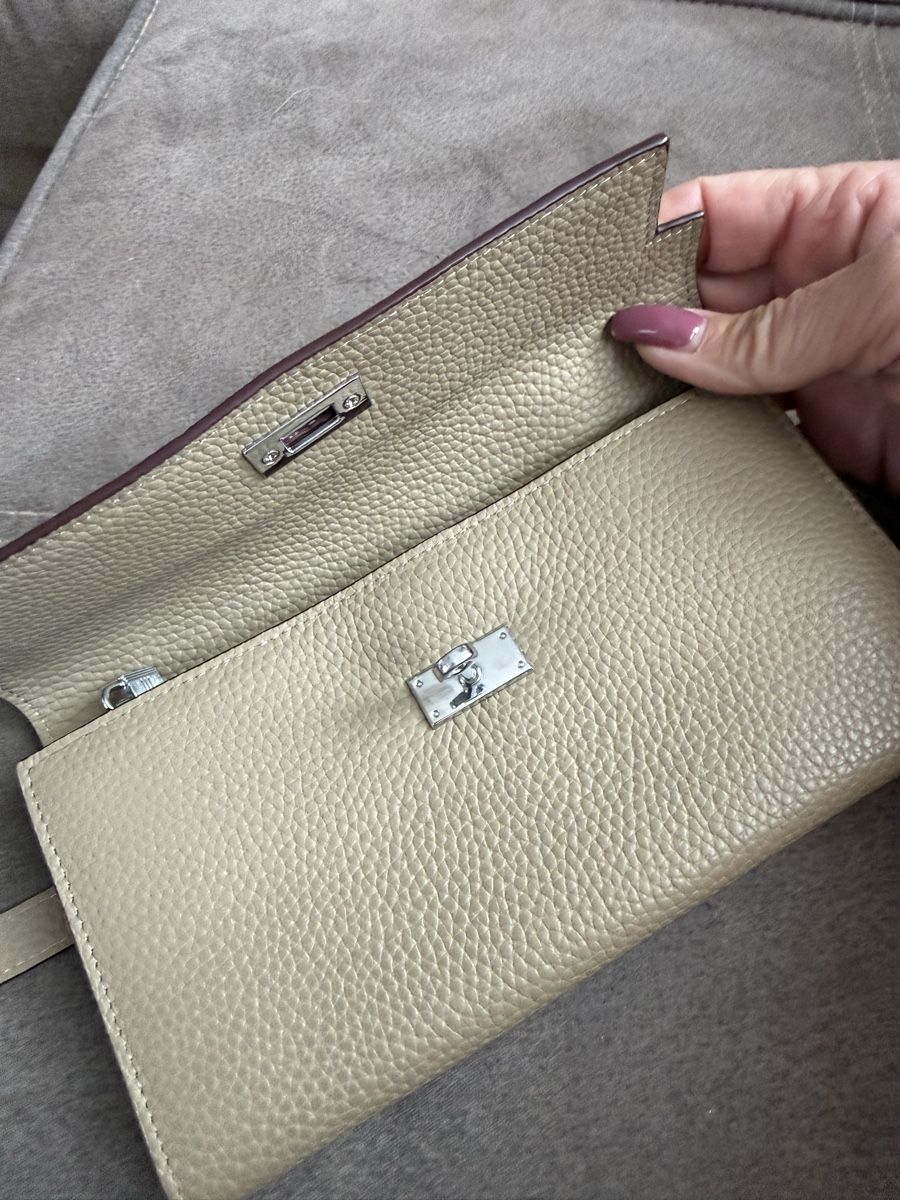 Portamonete: Portefeuille élégant en cuir véritable, couleur sable. – Nuovo (secondo la descrizione) da Lausanne venduto da Doudoutze 3