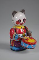 Vintage Panda Drummer mechanisches Blechspielzeug