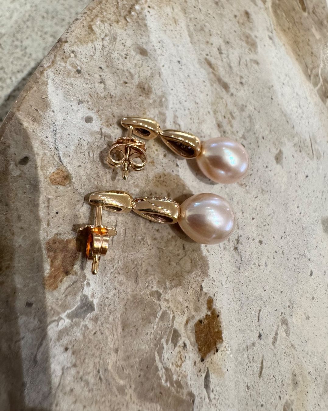Orecchini pendenti & Orecchini a lobo: PERLEN & DIAMANTEN OHRSTECKER GELBGOLD – Nuovo (secondo la descrizione) da Schwyz venduto da bofb 1
