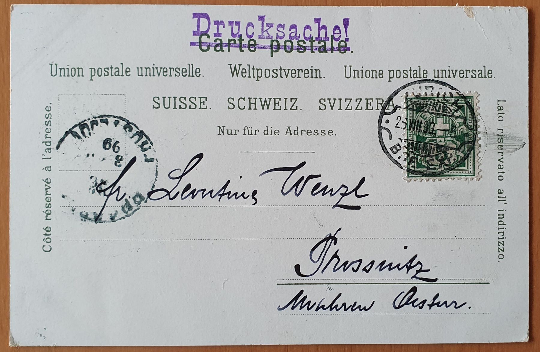 Cartoline postali: Zürichsee und Glärnisch 1899 – Usato da Kreuzlingen venduto da Rschweiz1 1