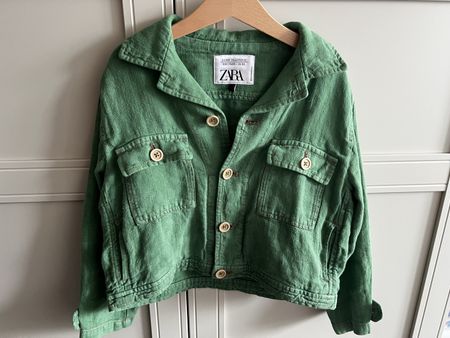 Zara Leinen Jacke grün neuwertig Gr.122