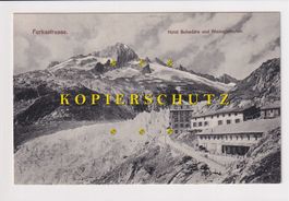 Furkastrasse - Hotel Belvedère und Rhonegletscher /bh