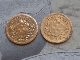 2 x 1 ct. ((( 1850 - 1851 ))) dates rares