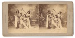 Stereo-Fotografie vier hübsche junge Sc