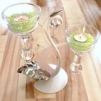 Bougeoir métal et verre, double