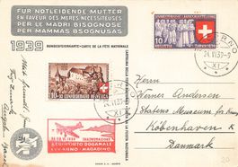 Ballonpostkarte Zürich 1939 Flugpost  Locarno Magadino