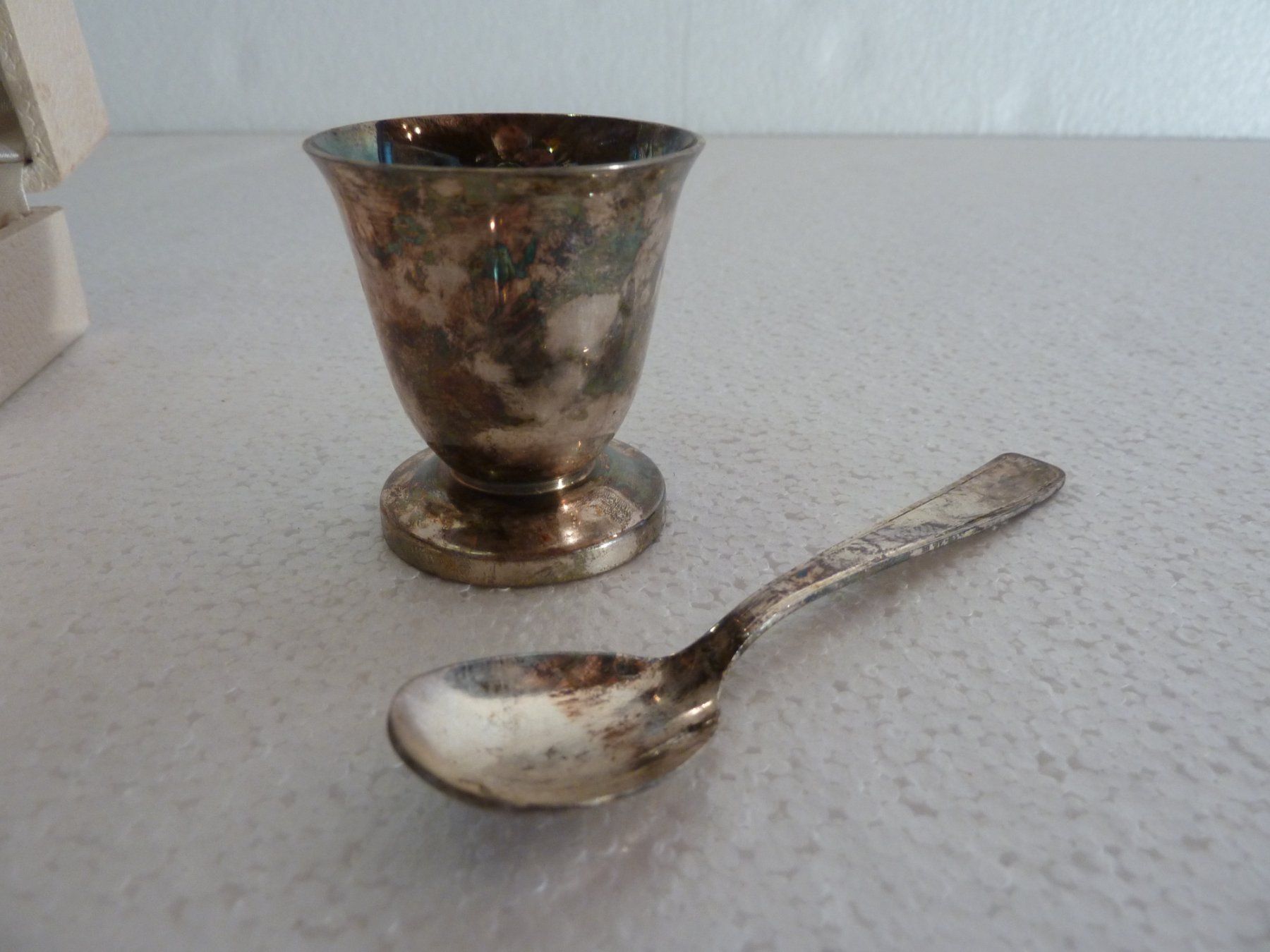 Löffel: Antiker Becher und Löffel, versilbert – Gebraucht aus Bure von 1319 2