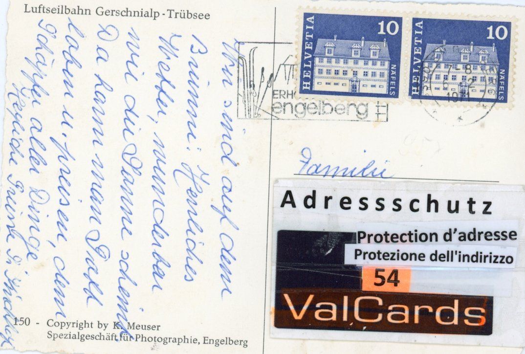 Cartoline postali: Gerschnialp  OW   /  Luftseilbahn nach Trübsee   um 1971 – Usato da Brig venduto da Valcards54 1