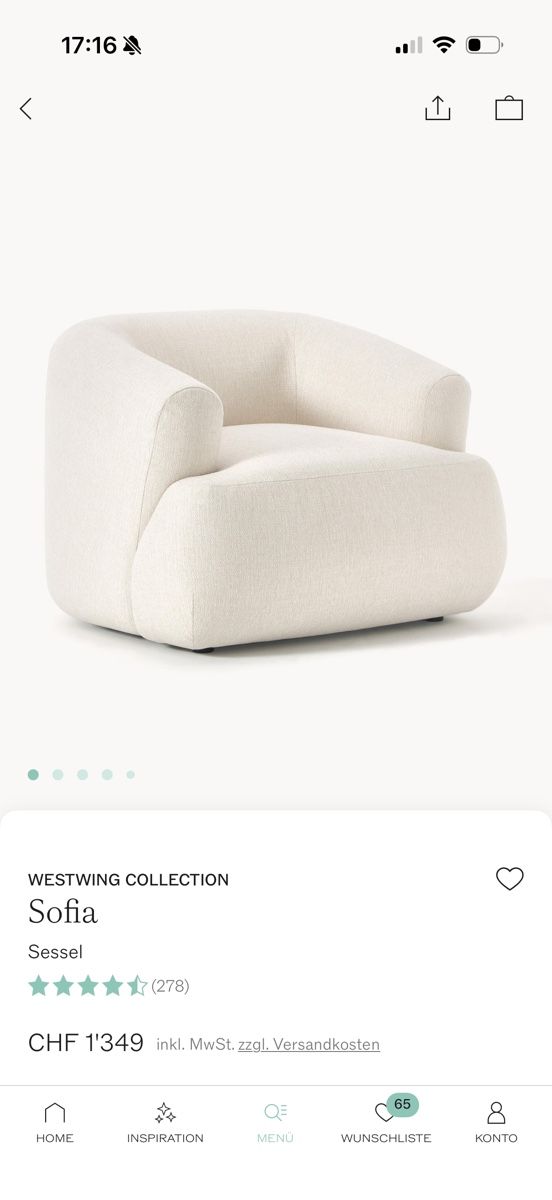 Westwing Sessel: Sessel Westwing Sofia beige neuwertiger Zustand – Gebraucht aus Zürich von and_v5kz 2