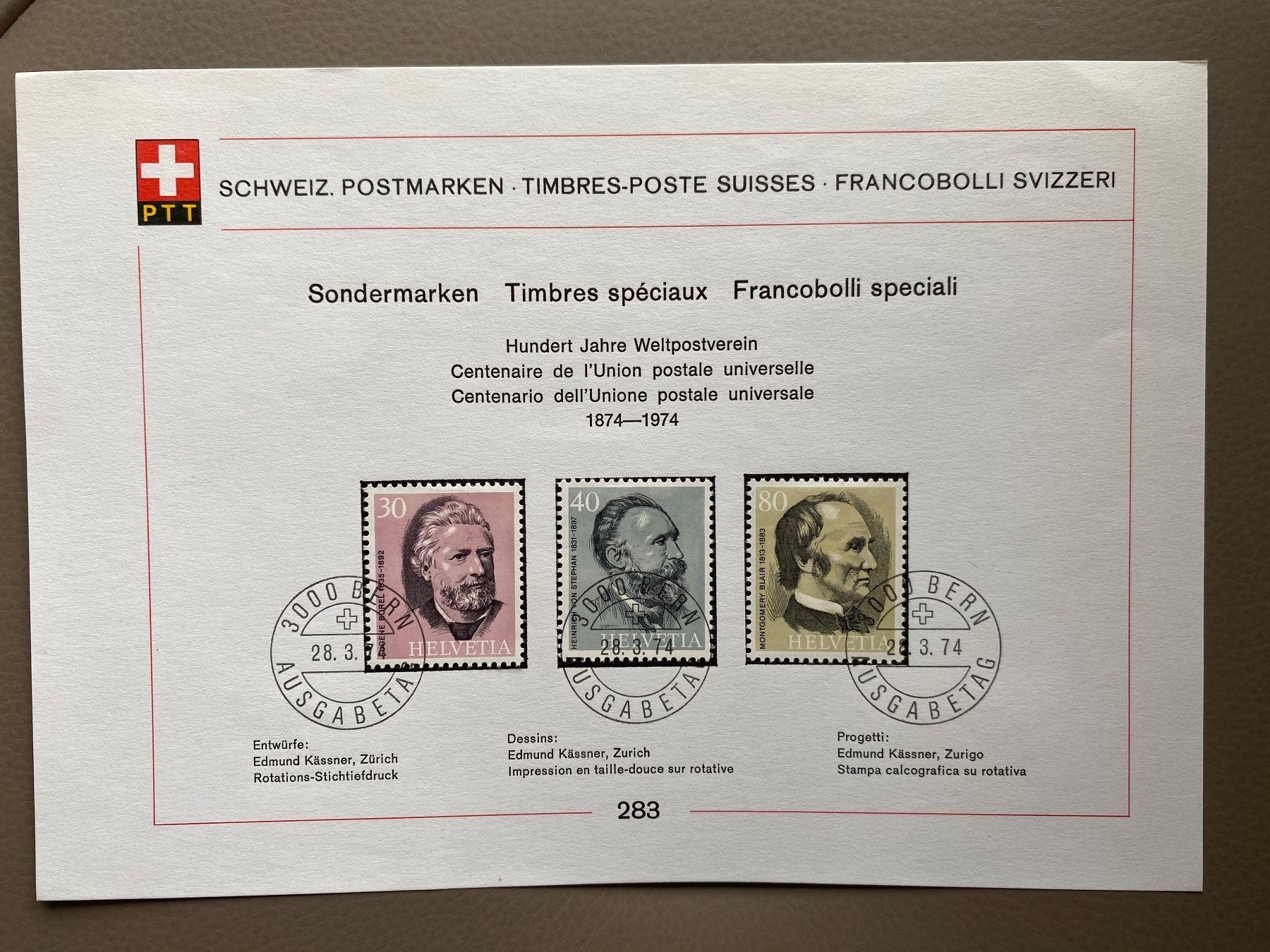 Alle Briefmarken: PTT Blatt 283, ET – Gebraucht aus Aarau von hilde47