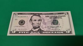 5 Dollar Schein USA Banknote - Sammlerstück, 2006