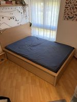 Lit avec cadre + sommiers et 2 rangements - parfait état 
