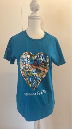T-Shirt Herzmotiv blau  Grösse S