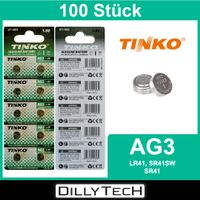 Tinko AG3/LR41/SR41SW/SR41 Knopfzellenbatterie - 100 Stk.