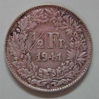 022 CH, 50 RAPPEN 1941 B, ABART, SILBER, ss