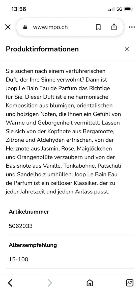 Joop Profumi & Eau de Toilette: Parfüm Joop Le Bain – Usato da Rüti ZH venduto da Tal_ga6N 3