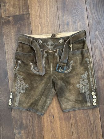 Lederhosen Marjo echtes Leder bestickt Grösse 50 52 gebrauch