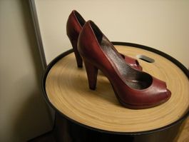 MAX  Plateau Pumps Echt Leder Gr.36 dnkles rot / braunrot