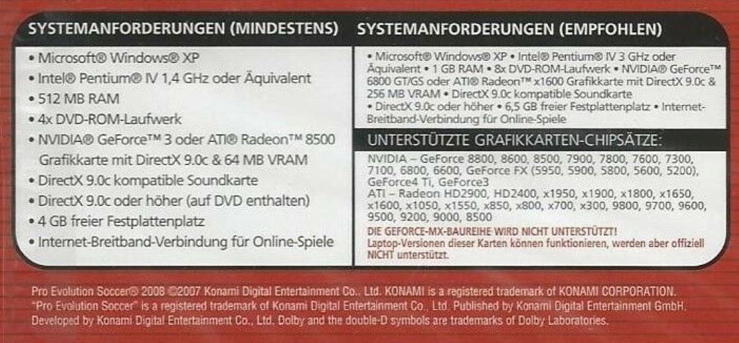 Giochi: Pro Evolution Soccer 2008 (PC, 2008, DVD-Box) NEUWARE – Nuovo e nell'imballaggio originale da Bad Säckingen venduto da ms-spiele-keys 2