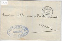Bordereau Orbe 12.1.1909 to Croy VD