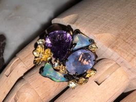 🎯UNIKAT Designer Ring by Llan Valls©️ Amethists Opals SS925