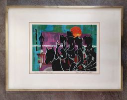 Hans E. Deutsch  Lithographie Reiterpaar Pferde Art Kunst