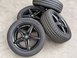 16 Zoll Aversus Alufelgen Schwarz mit Sommerreifen 205/55R16