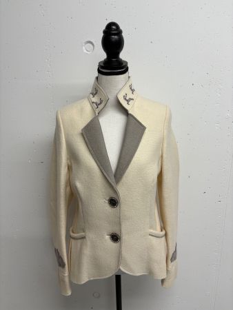 Angie Miller Trachtenjacke Gr. M Merino creme weiss grau