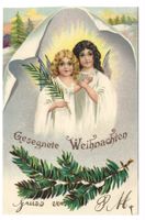 Gesegnete Weihnachten - Engel - Präge-Litho - 1905