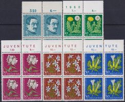 1960, J183-187 im Viererblock ** postfrisch, Kat: 28.-+