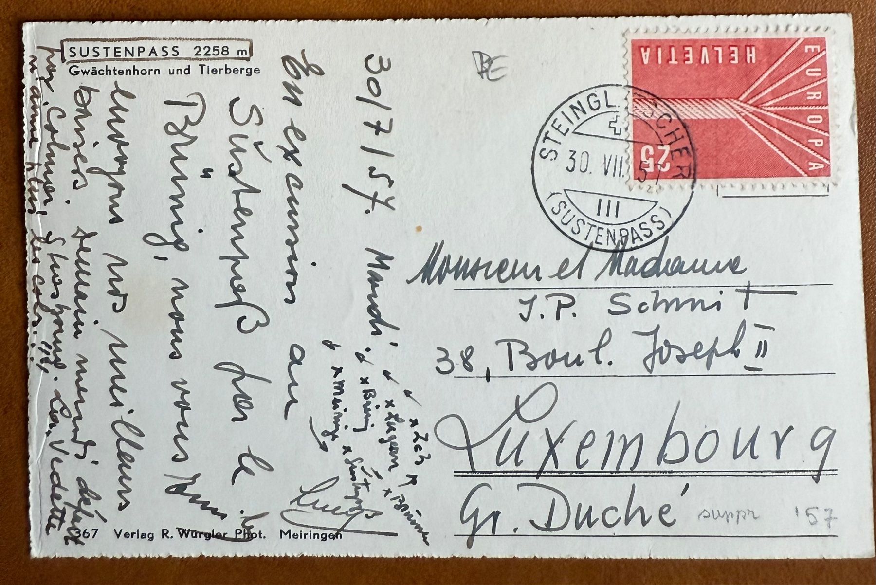 Ansichtskarten: Sustentrasse - Sustenpass 1957 – Gebraucht aus Lutry von Ediego 2