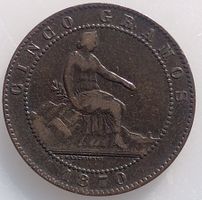 SPANIEN - ESPAÑA - 5 CENTIMOS 1870 - SEHR SCHOENER ZUSTAND