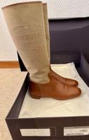 Prada Stiefel Leder Textil braun beige Grösse 38