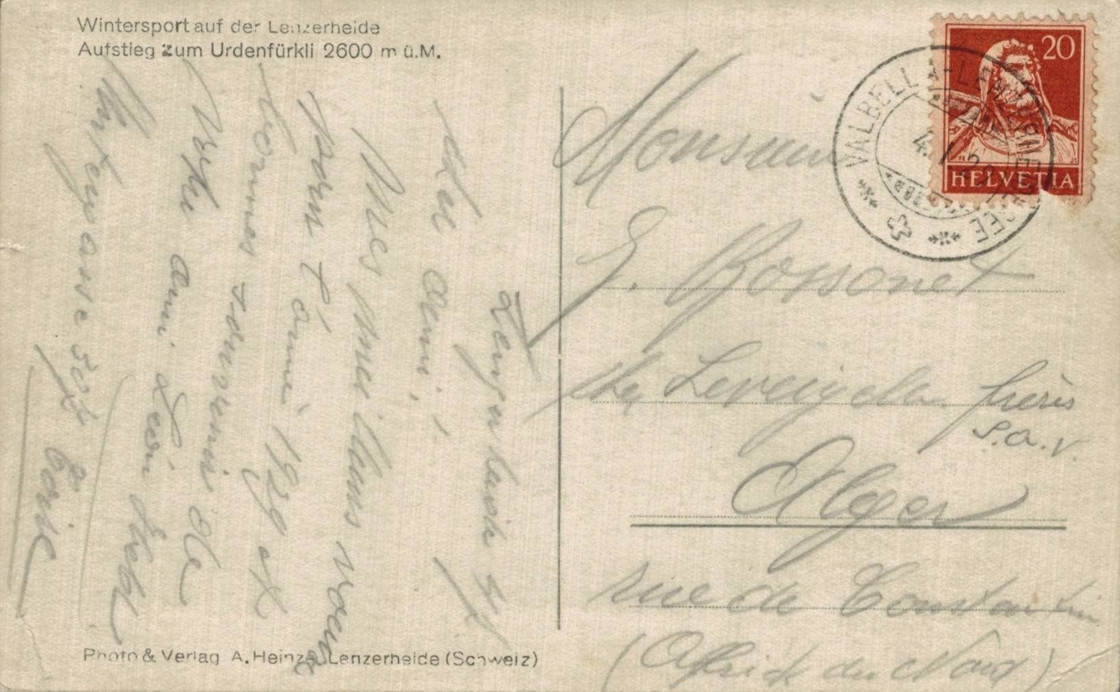 Cartoline postali: Ansichtskarte Wintersport Lenzerheide Urdenfürkli 2600m – Usato da Luzern venduto da Kartenansicht 1