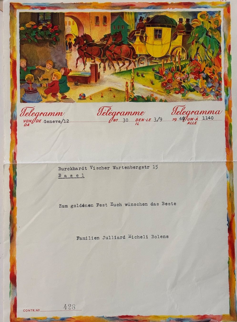 Arts picturaux & lithographies: Iwan E. Hugentobler, Lithographie, Telegramm, Postkutsche – D'occasion à Frauenfeld par Merk52