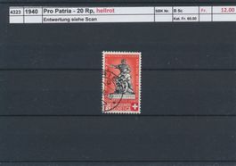 1940 Pro Patria - 20 Rp., hellrot, gestempelt