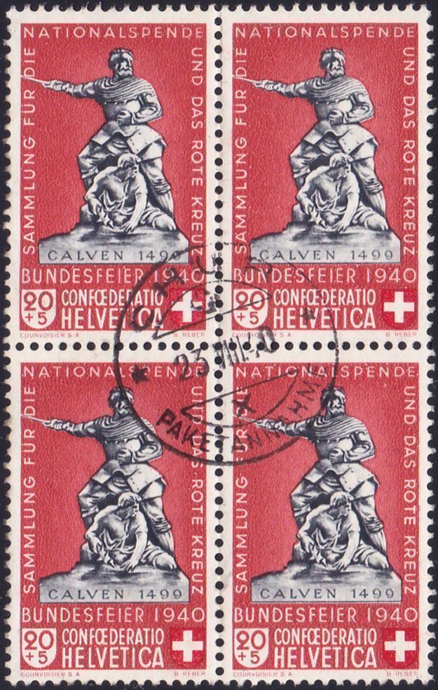 Tutti i francobolli: B7 4er-Block mit ZT-Stempel, SBK 400.- – Usato da Wenslingen venduto da riger11