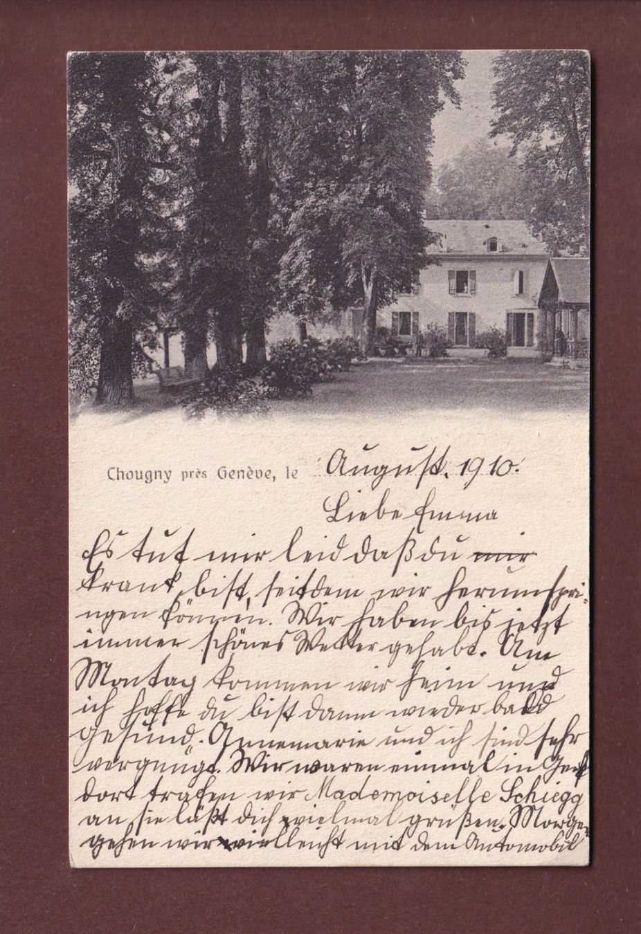 Cartoline postali: CHOUGNY près Genève - 1910 – Usato da Pully venduto da nicecards