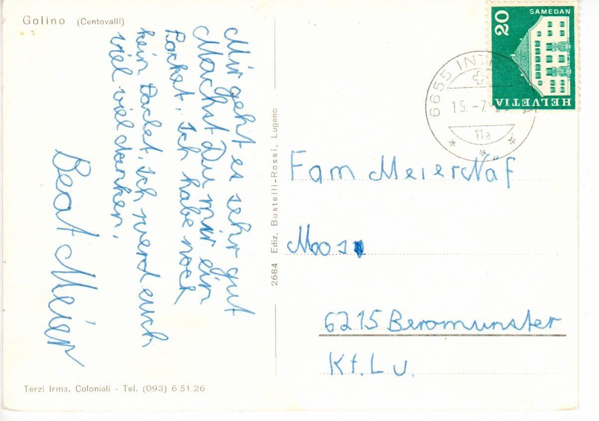 Cartoline postali: Golino – Usato da Wolhusen venduto da Curver9 1
