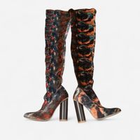 Velvet Over-the-Knee Boots, Patterned