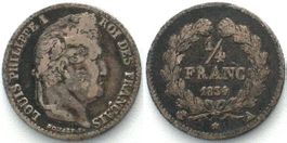 LOUIS-PHILIPPE Ier. 1/4 Franc 1834 A Paris argent qTTB