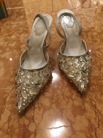Rene Caovilla Sandali argenti con cristalli Swarovski