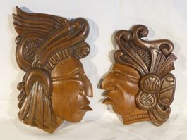 2  Maya-Indio Profil-Reliefwandbild