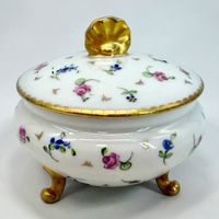 Coffret porcelaine Limoges France peint main V. Cornut 1974