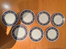 7x Wedgwood Florentine W1956 Dessertteller 21cm – Bone China