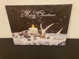 LED Bild " Merry Christmas " mit Timerfunktion, ca. 40x30cm