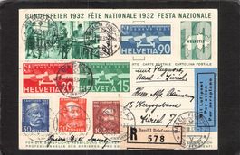 FDC Bundesfeier 1932 , Nr. 56e , Flugpost ,  2 x Satz