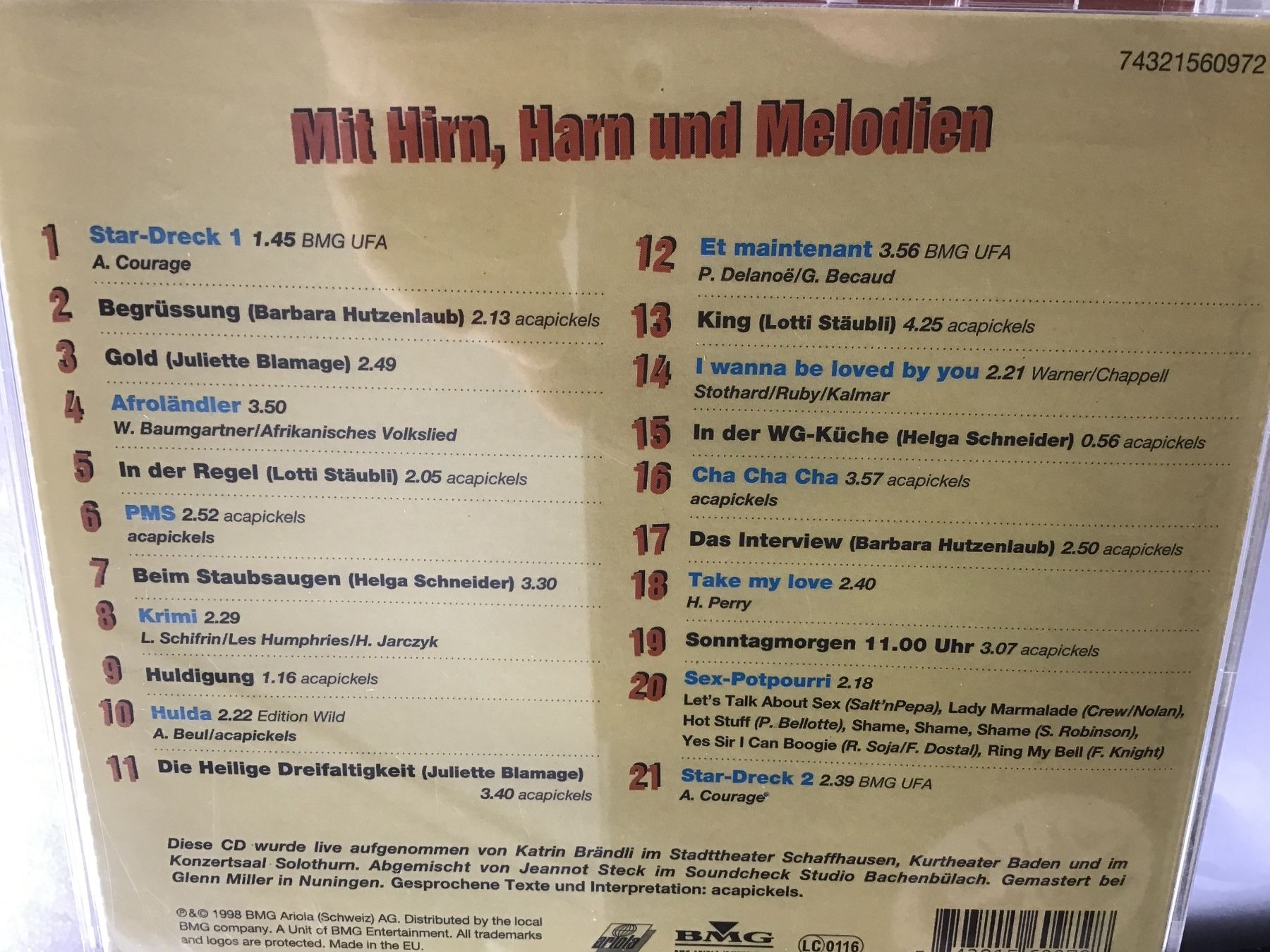 CD: Acapickels CD - Mit Hirn, Harn und Melodien, – Usato da Thierachern venduto da sweden08 1