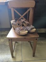 Holz-Sandalen Leder Dekoration Damen Grösse 40