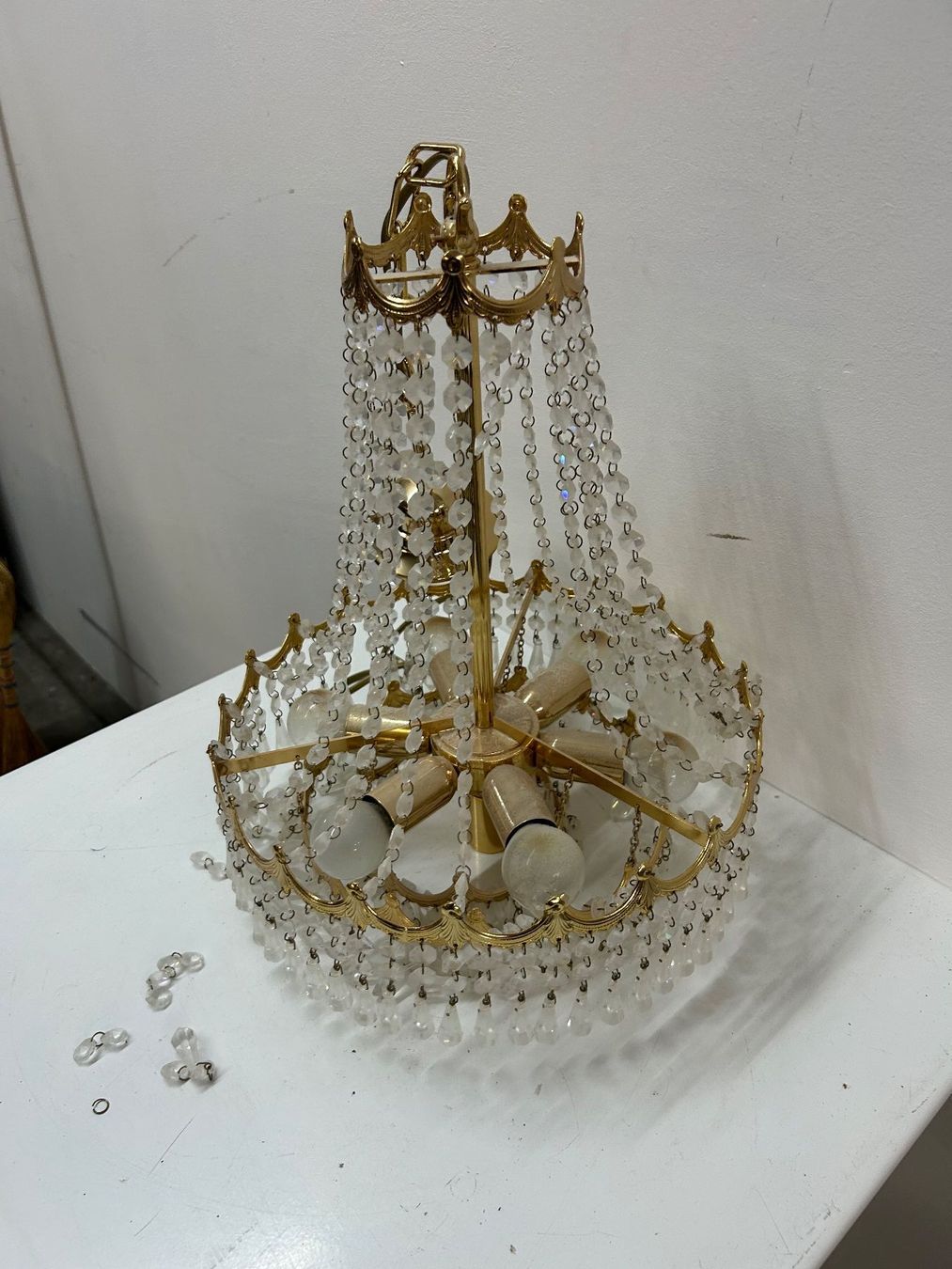 Lampadari & plafoniere: Kronleuchter 7-flammig Messing und Kristallglas – Usato da Zürich venduto da Levelart 7
